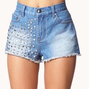 Denim Stud Cut Off Jean Shorts